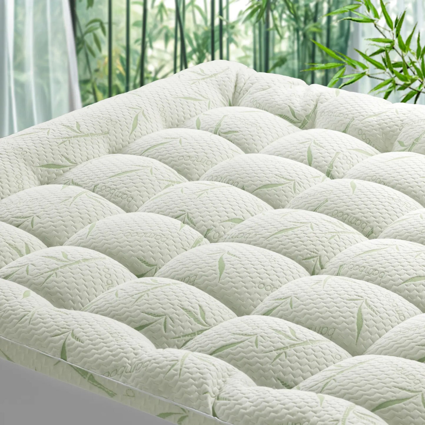 Extra Thick Mattress Topper, Bamboo Cooling Mattress Pad, Down Alternative Fill with 8-21" Deep Pocket