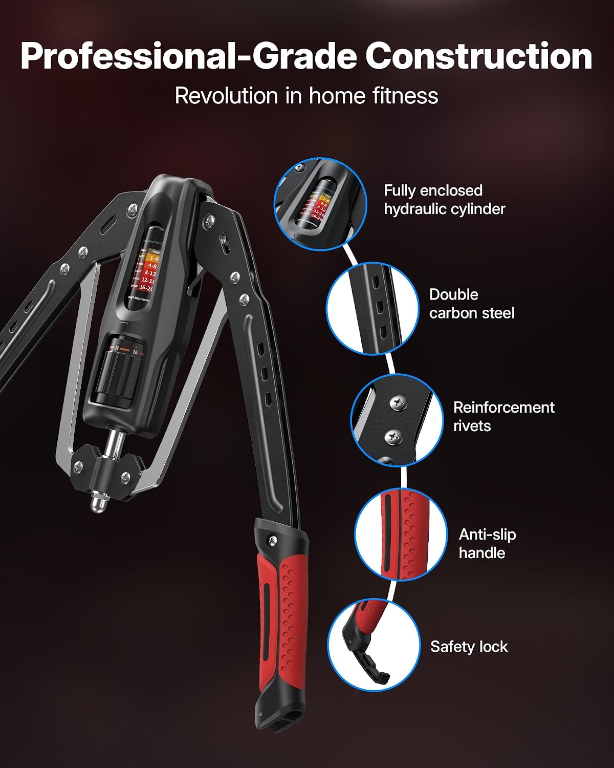 Adjustable Hydraulic Arm Trainer | 22-440lbs Foldable