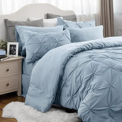 7PCS King Size Pintuck Comforter Set | Bedsure Cloud Soft Hotel Quality All Season Bedding