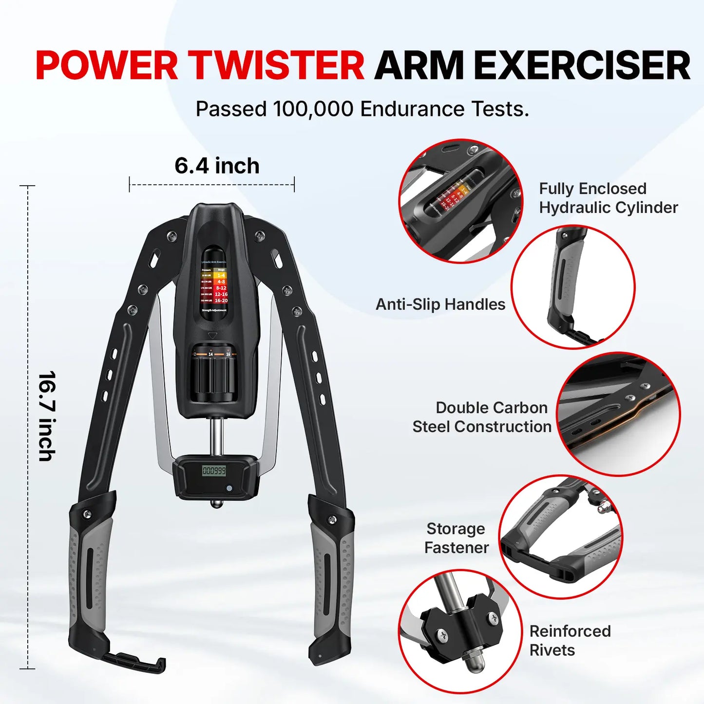 Adjustable Hydraulic Arm Trainer | 22-440lbs Foldable