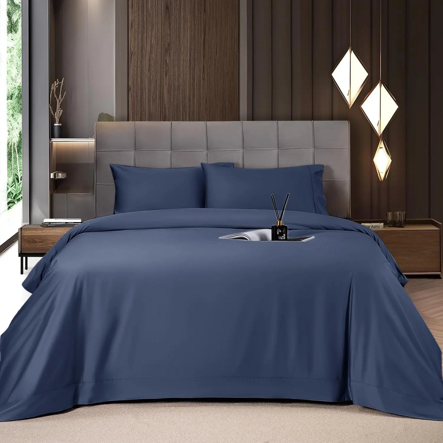 Bamboo Sheets Set 6 Pc,Cooling Breathable & Hotel Luxury Super Silky Soft, 16'' Deep Pocket.
